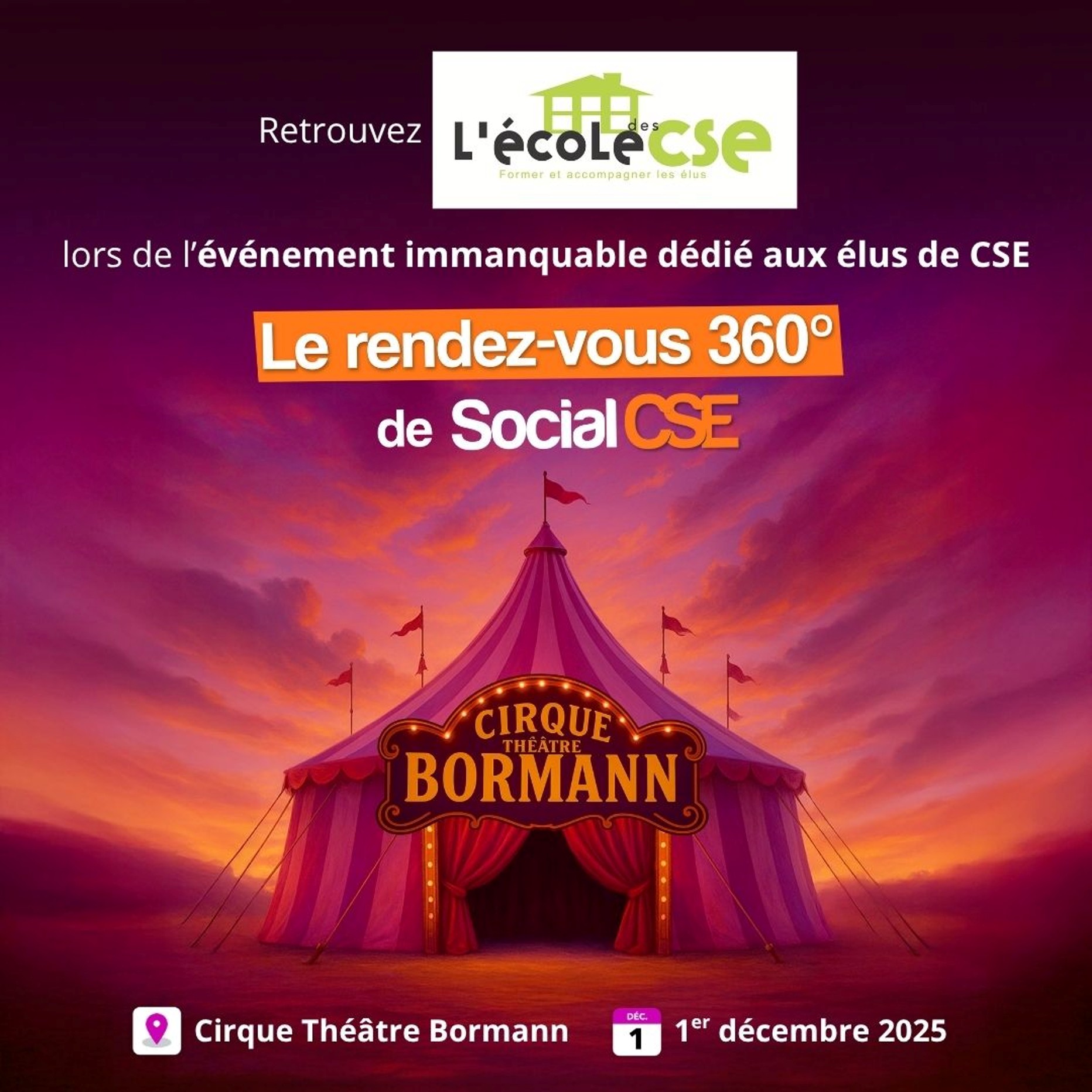 Workshop des CSE au Cirque Bormann le 1er décembre 2025!